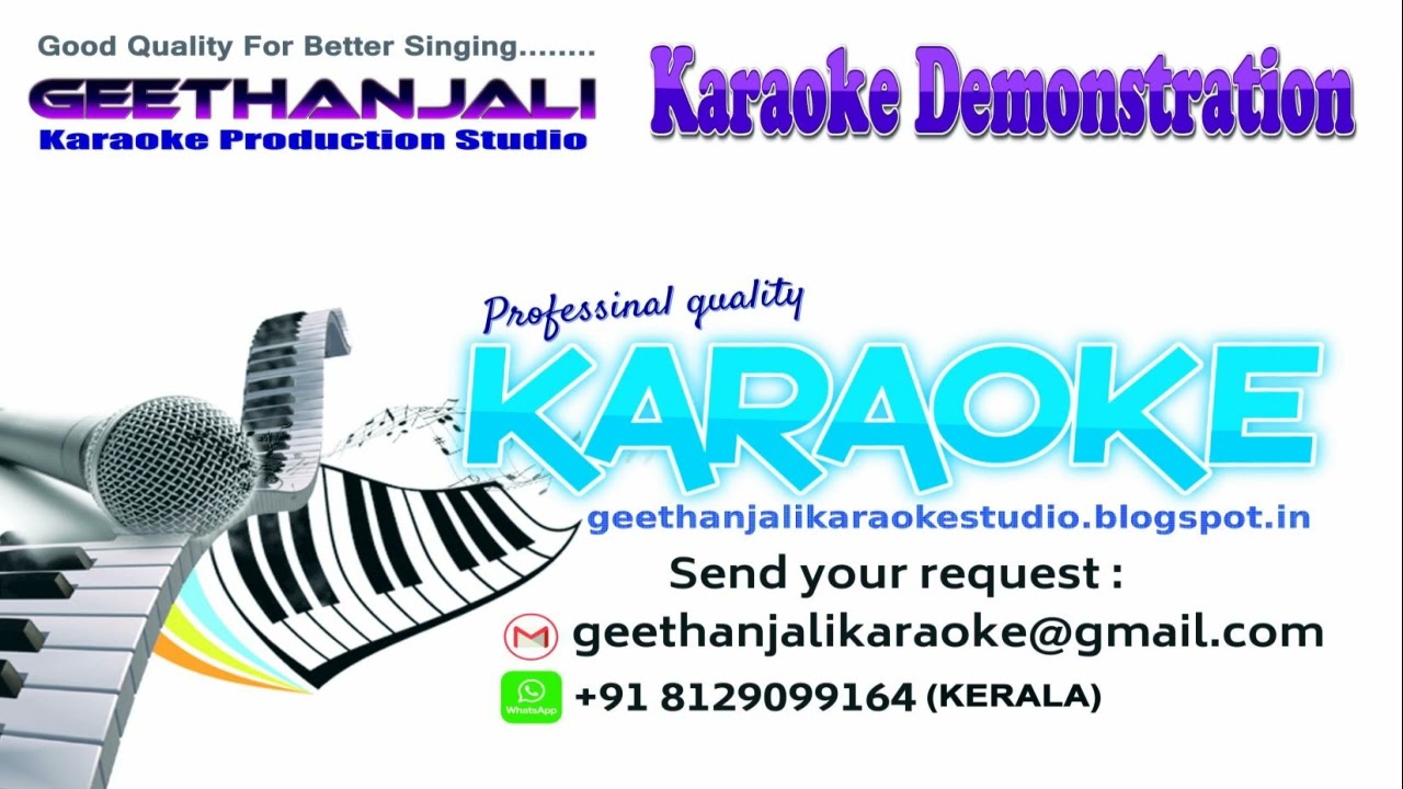 KAANANA KUYILE KARAOKE MR  BRAHMACHARI M G SREEKUMARRADHIKA THILAK GEETHANJALI KARAOKE STUDIO