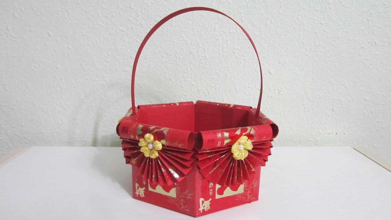 CNY TUTORIAL NO. 18 - How to make Red Packet (Hongbao) Basket - YouTube