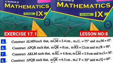 9th CLASS MATH | LESSON NO:8 | EX.17.1 Q.5 to 8 | PRACTICAL GEOMETRY TRIANGLES |