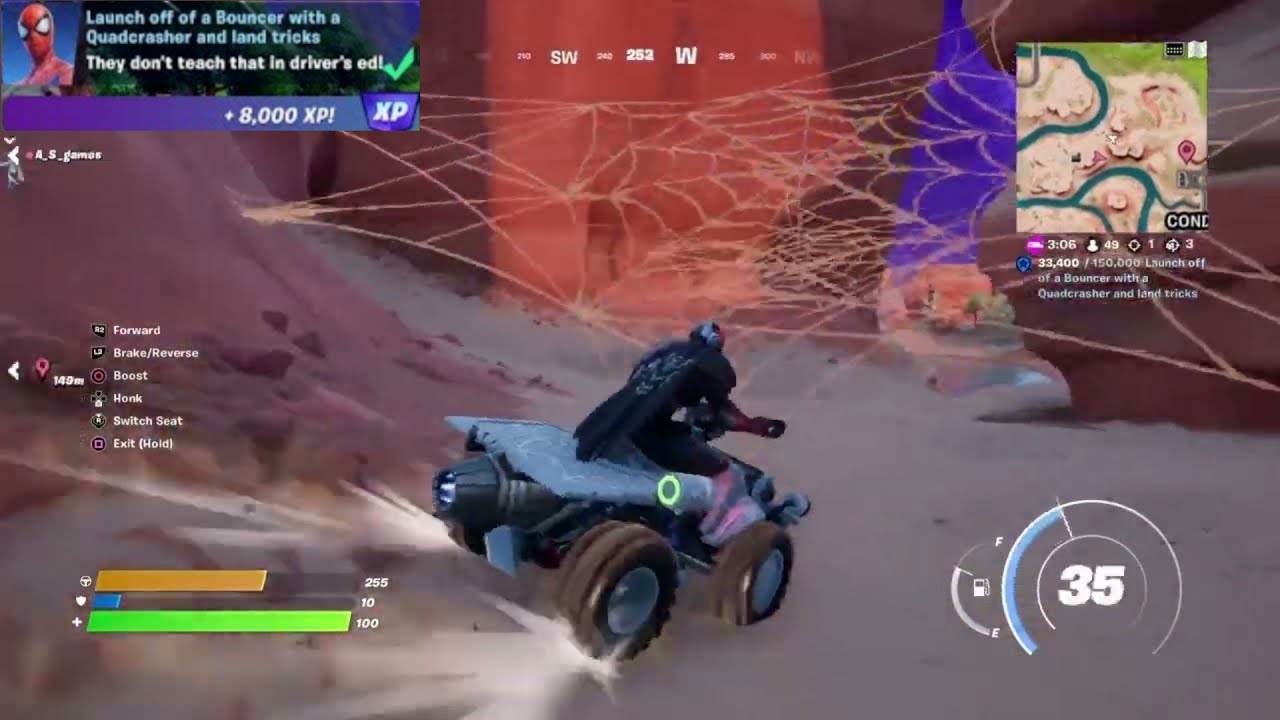 Launch Off of a Bouncer with a Quadcrasher and land tricks - Fortnite