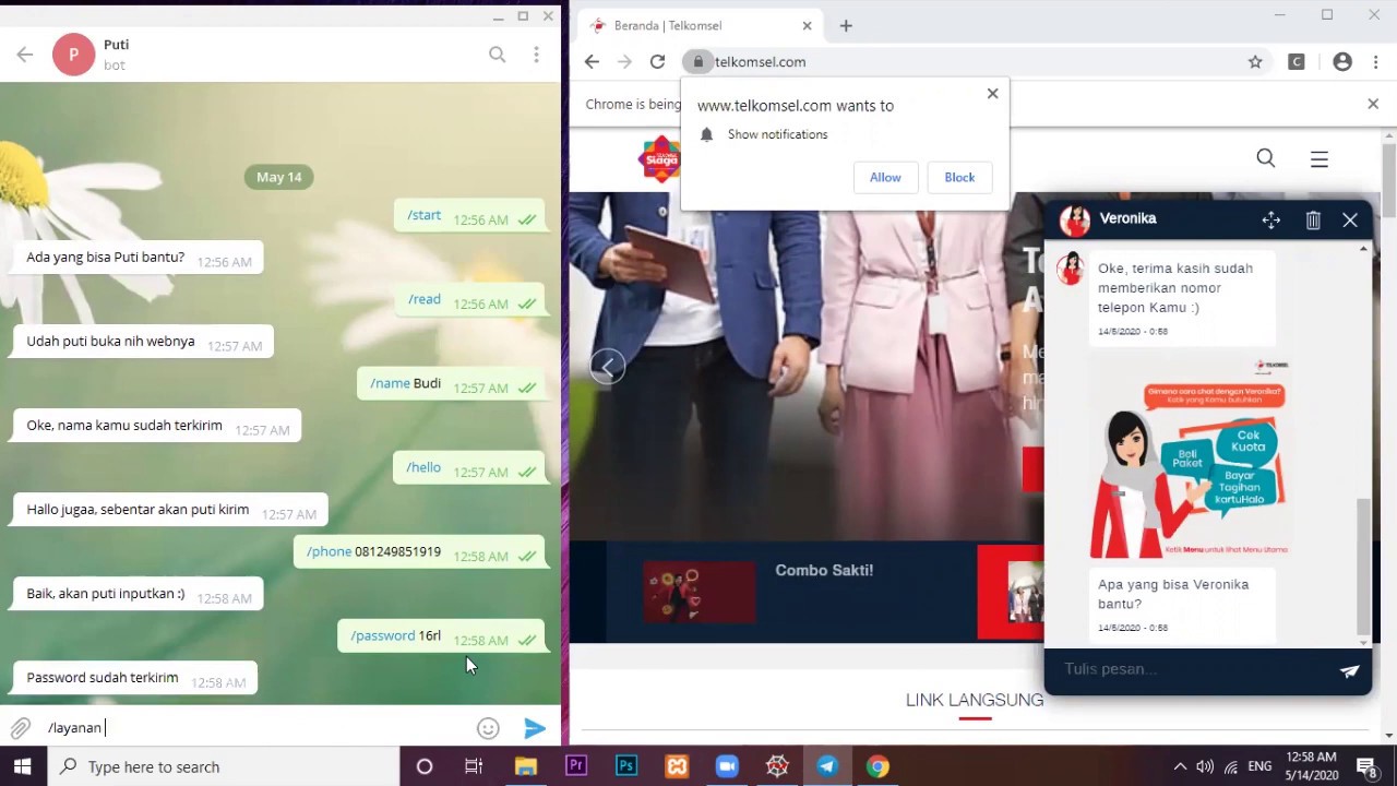 DEMO TELEGRAM BOT AKSES KE VERONIKA MENGGUNAKAN PHYTON SELENIUM - YouTube