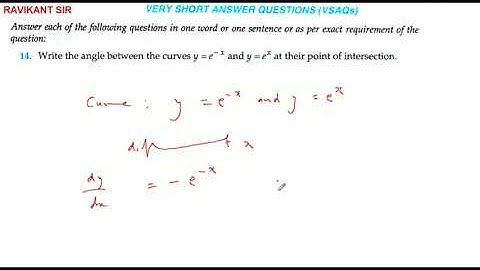 Write the angle between the curves y = e ^ (-x) and y = e ^ x at their point of intersection.