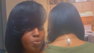 Quick weave bob with feathered bangs