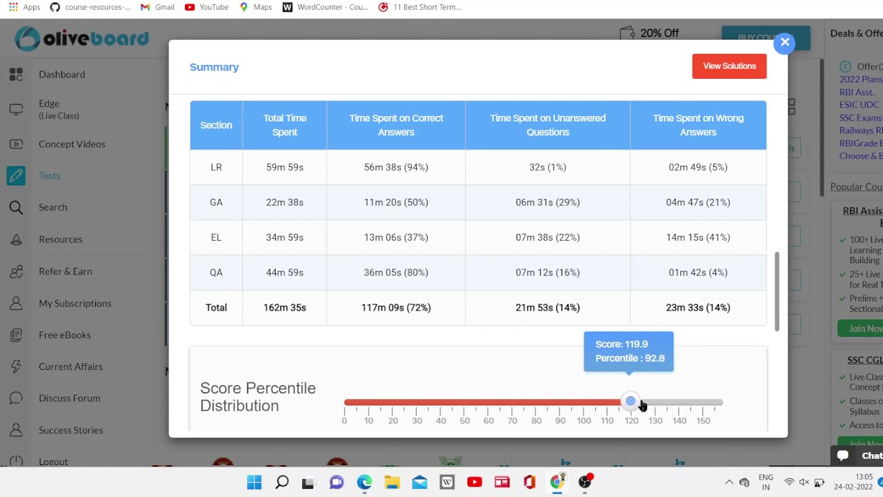 NHB Assistant Manager Mock Test 1 Oliveboard 2022(My Score 97.28)😕
