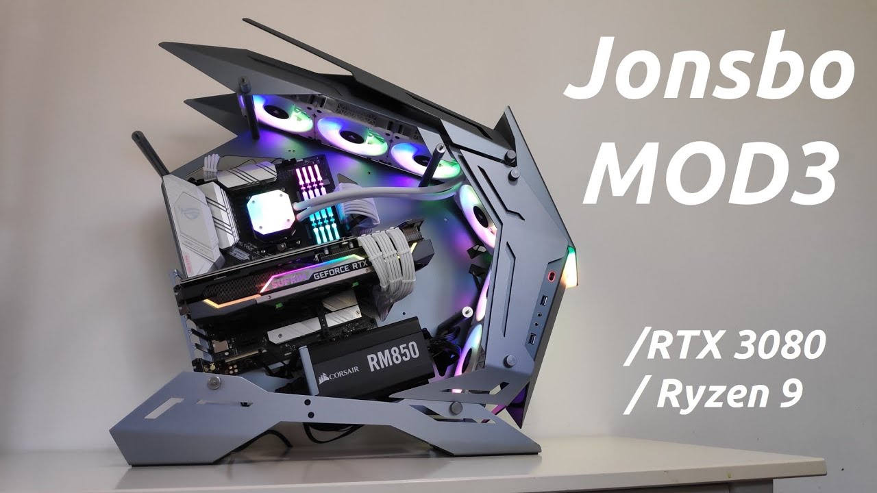 JONSBO MOD3 Open Type ATX Mid Tower GAMING Computer Case, E-sports Players  Mecha Chassis , Custom Liquid Cooling,Support EATX/ATX MOBO, 240/360 Liquid  & 170mm Air Cooling, Gray pc case 