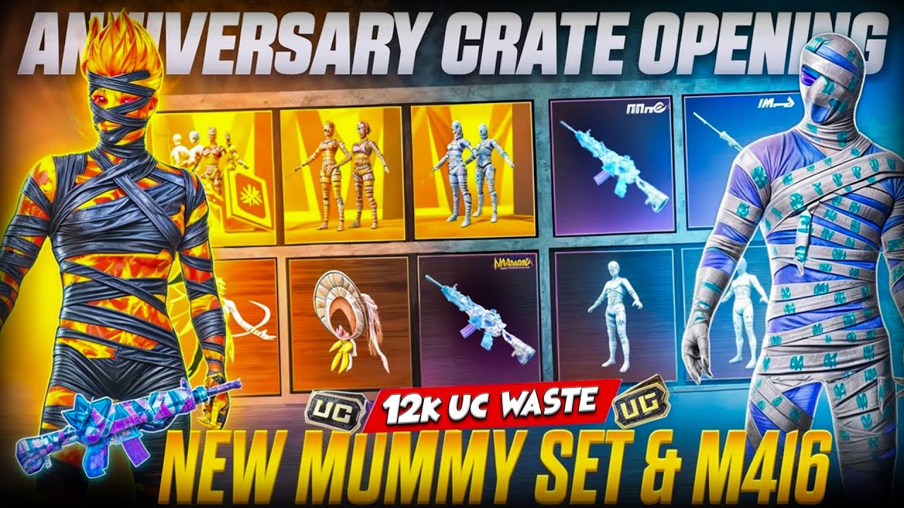 BGMI ANNIVERSARY CRATE OPENING | MUMMY M416 & NEW LAVA INFERNO FIEND MUMMY SET CRATE OPENING