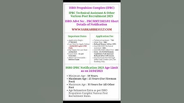 ISRO Propulsion Complex (IPRC) Technical Assistant & OtherVarious Post Recruitment 2023 #latest #job