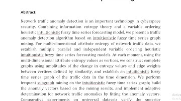 Network Traffic Anomaly Detection Algorithm Based on Intuitionistic Fuzzy Time Series Graph Mining