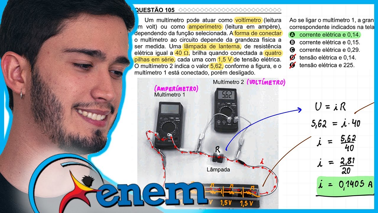 ENEM 2022 PPL - Um multímetro pode atuar como voltímetro (leitura em volt) ou como amperímetro (leit