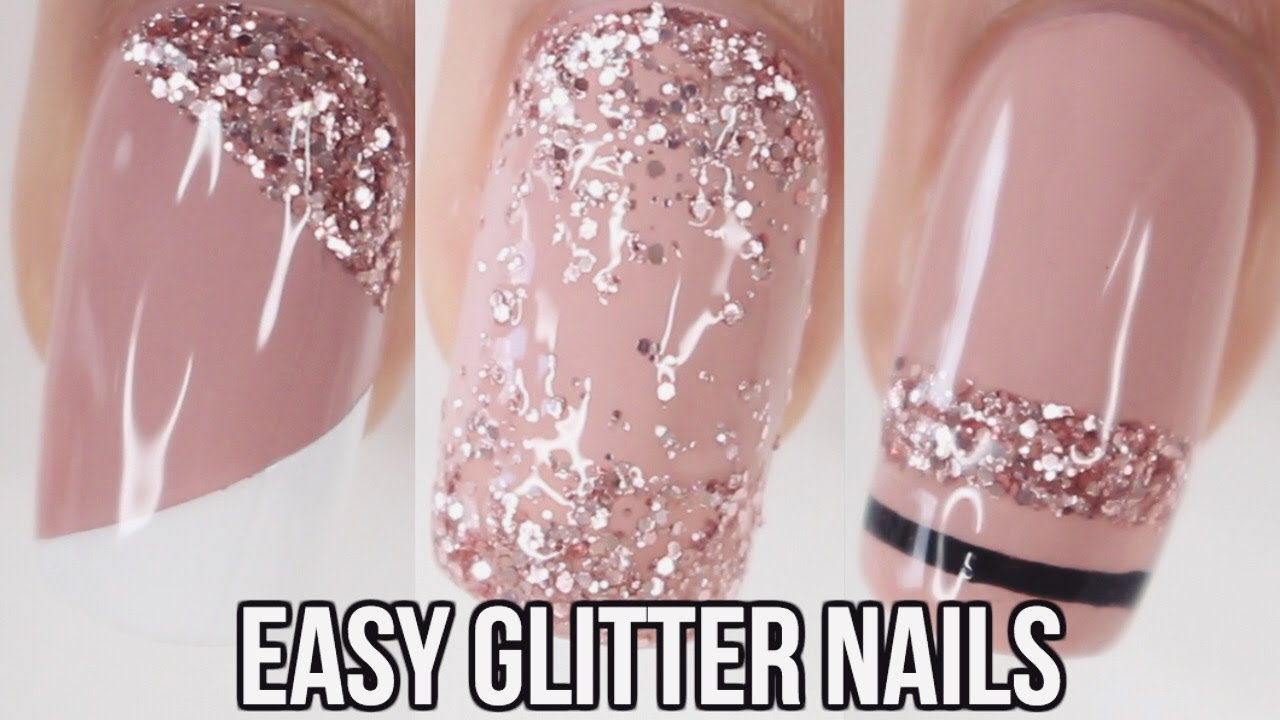 Rose Gold Glitter With White and Beige Base Press On/glue on Nails - Etsy |  Rose gold nails, Acrylic nail designs, Pretty nails