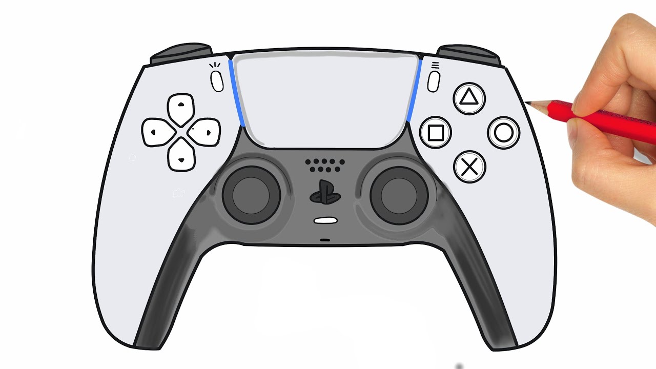 HOW TO DRAW PS5 CONTROLLER - DRAWING AND COLORING PS5 CONTROLLER - HOW ...