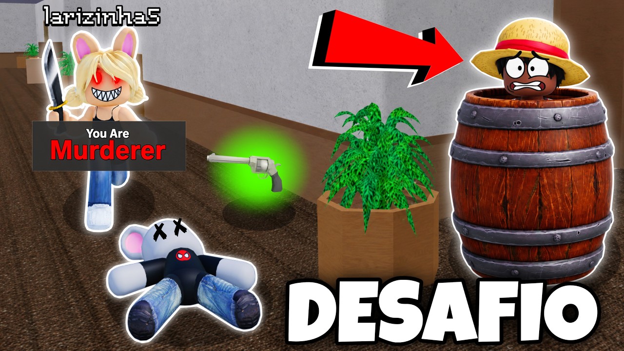 DESAFIO SKIN DO BARRIL NO MURDER MYSTERY 2! GANHEI A PARTIDA ME ESCONDENDO!