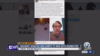 Walmart donates shirts to man with disabilities