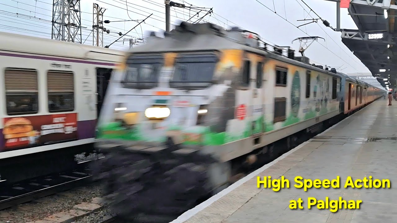Afternoon 130kmph High Speed Actions at Palghar #indianrailways #highspeedtrain #westernrailways 
