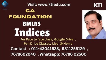 #INDICES  II BMLRS II CA FOUNDATION II KAILASH THAKUR # SHORTCUT TRICKS #