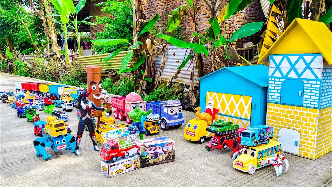 WADIDAW !! Mobil Truk Tronton Panjang Bongkar Mainan Mobil Mobilan Truk Molen, Loader, Excavator