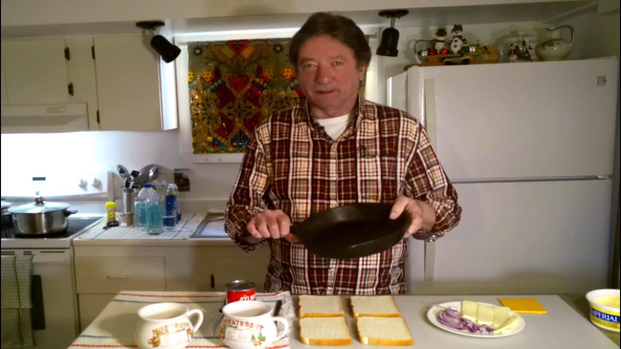 Cooking on the wood stove, grilled cheese in cast iron frying pan and story (Asmr)