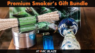 Premium Smokers Gift Bundle with Metal Grinder, Triple Blown Glass Pipe, Rolling Tray and More 🔥