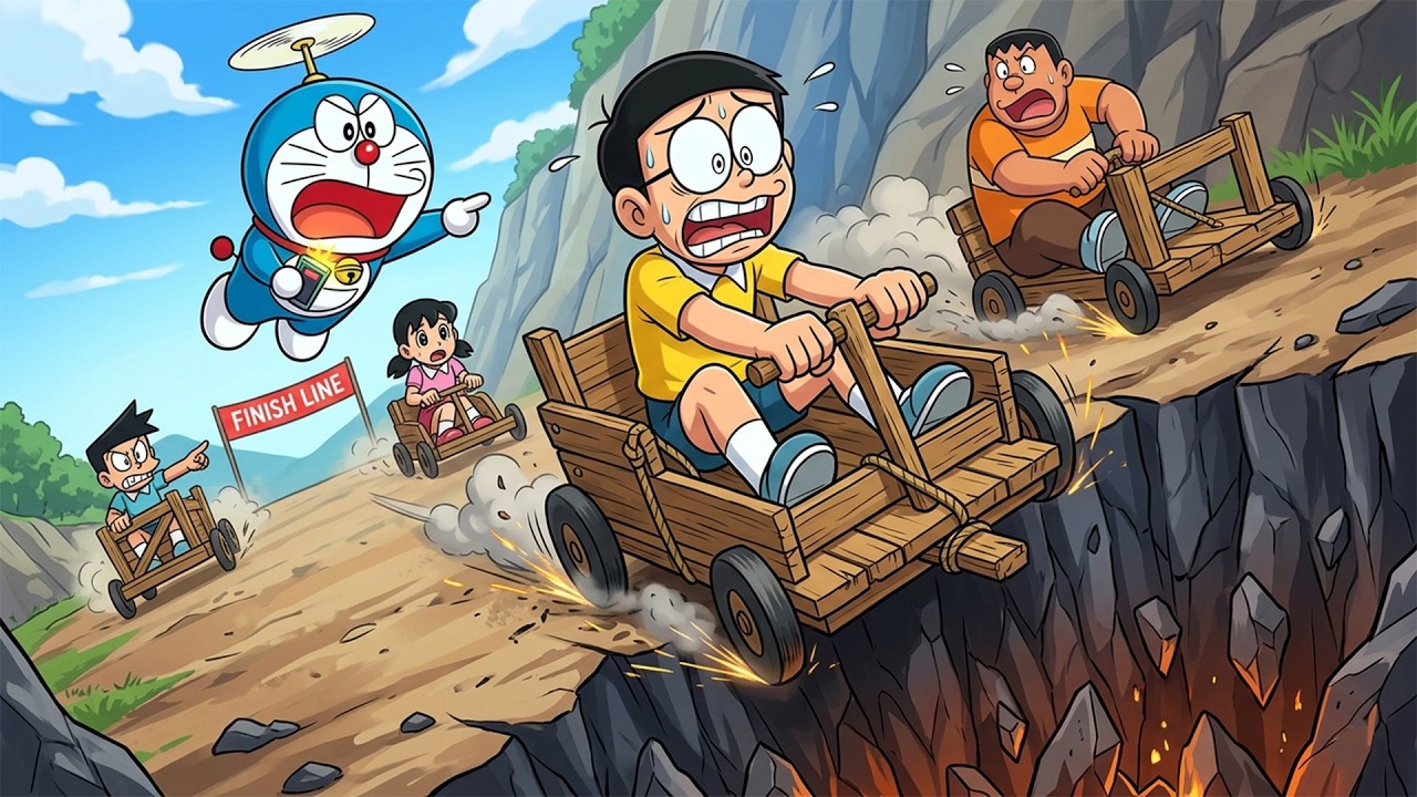 Doraemon Extreme Brake Game! 🛑 Who Survives the Pit? - YouTube