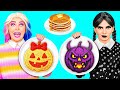 パンケーキアートにチャレンジ Wednesday Addams | キッチンでの面白い状況 TeenTeam Challenge