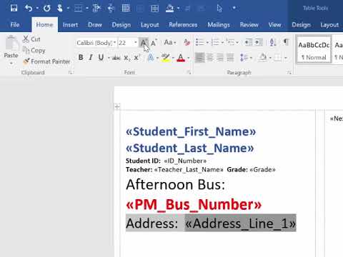 copy names from excel to word for labels