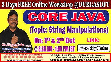 CORE JAVA (FREE Workshop) Online Training @ DURGASOFT