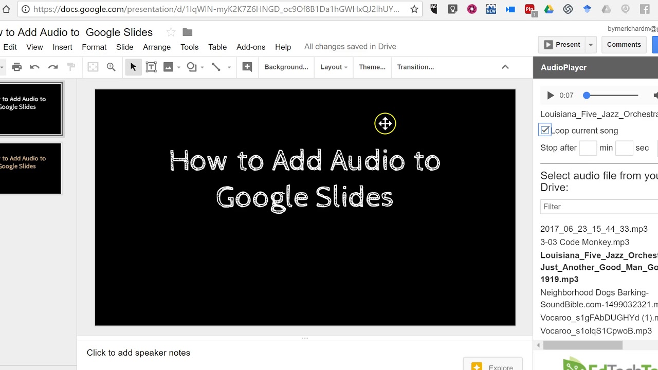 how to make a video presentation with audio google slides