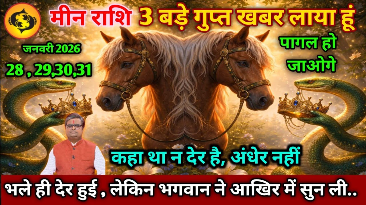 मीन राशि।। 28 से 31 जनवरी 2026। कहा था न देर है, अंधेर नहीं,भले ही देर हुई,। देखो जल्दी 