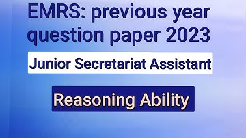 EMRS Junior Secretariat Assistant Question paper || Reasoning Ability ||