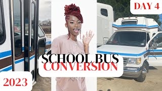 School Bus Conversion | into a Mobile Salon | DAY 4: #buslife #skoolieconversion