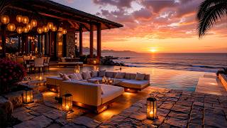 Autumn Bossa Nova And A Seaside Terrace At Sunset - Soothing Jazz & Ocean Waves To Relieve Stress