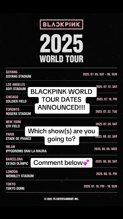 BLACKPINK 2025 World Tour Dates 💕#kpop #blackpink #blink #jennie #lisa #rosé #jisoo #shorts #short