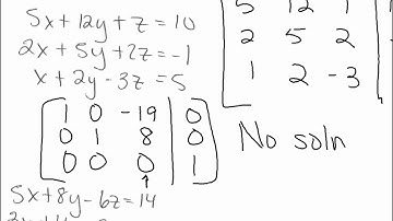 No solution Infinitely many solutions matricies