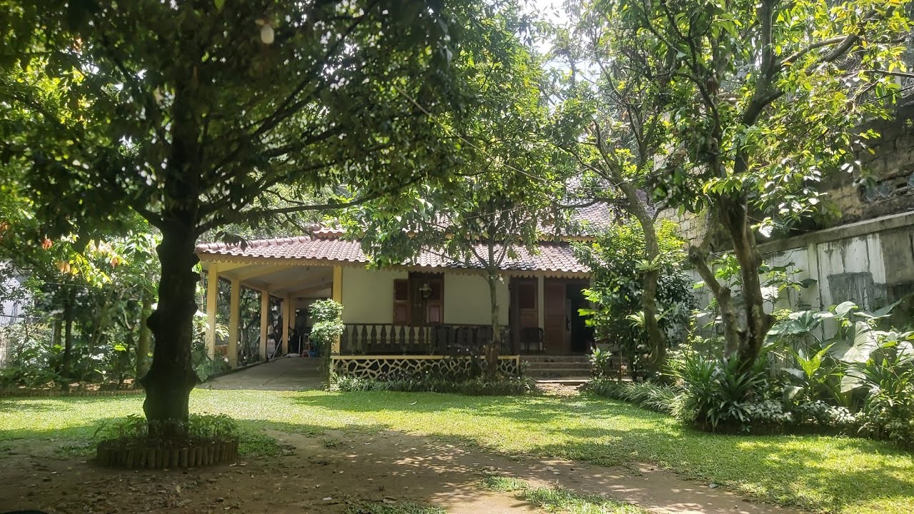 Rumahnya sederhana sejuk banyak pepohonan ada mata air pula