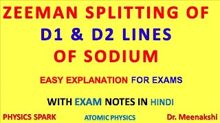 Anomalous zeeman splitting of sodium | zeeman splitting of d1 and d2 lines of sodium in hindi