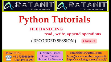 Python Tutorials || File Handling || by Mr.Ratan || class-01