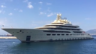 Worlds largest yacht (by volume) Dilbar inaugural call at Gibraltar U.K