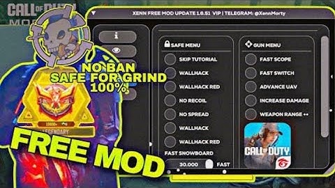 FREE CODM 1.6.52 GARENA MOD MENU PART 2(Officials Youtube XC MODS)  S5 SEASON  (CALL OF DUTY MOBILE)