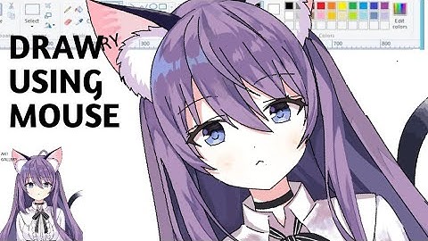 DRAW ANIME GIRL WITH USING MOUSE IN MS PAINT ( SPEEDPAINT ) #ANIME #ART