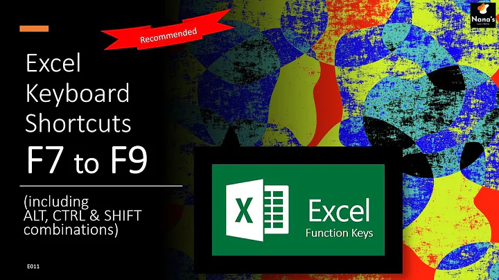 EXCEL Keyboard Shortcuts F7 to F9  (including ALT, CTRL & SHIFT Key Combinations)