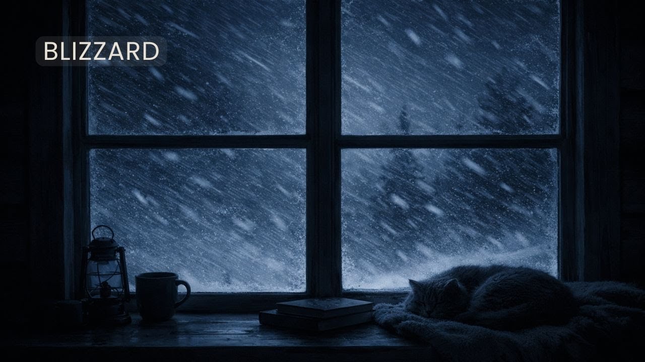 Blizzard Outside the Cabin – 10 Hours | Deep Sleep, White Noise, No Music