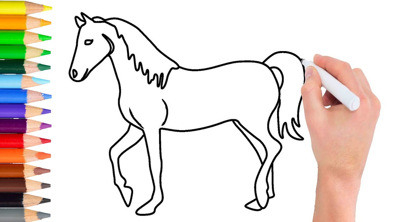 How to draw horse step by step | learn to draw a horse simple step ...