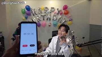 Arabic Sub | Eunhyuk calls out to Donghae on his birthday live .