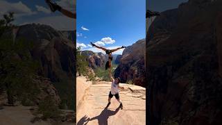 The Most Dangerous Hike In The Us - Zion Angels Landing With @Katabela #Sportshorts #Acro #Cheer