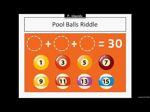 Pool Balls add 3 to give 30 Riddle and Solution