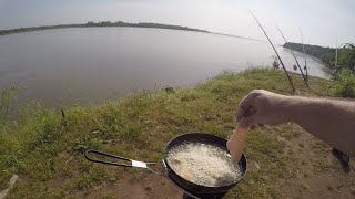 Arkansas River Catfishing catch and cook