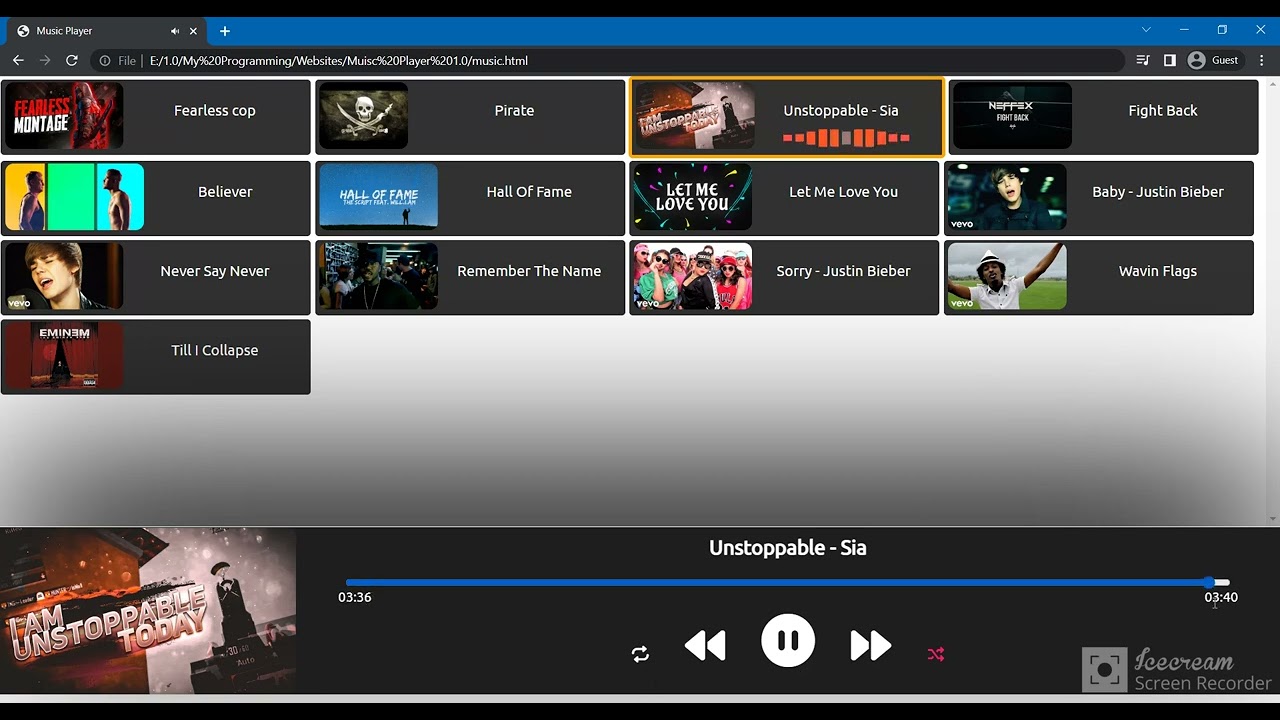 Music Player Using HTML, CSS & JS - YouTube