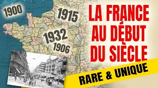 LA FRANCE en début de siècle . Premières voitures à essence, premiers bus, premières locomotives.