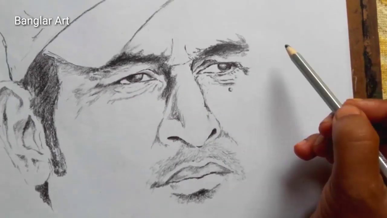 Ms Dhoni easy pencil sketch portrait painting YouTube