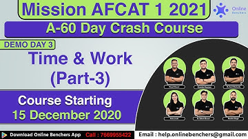 AFCAT 1 2021 | Time & Work (Part - 3) | Number Ability | Demo Day 2 | Randhir Singh Online Benchers
